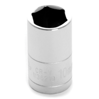 Chrome Socket, 1/4" Drive, 10mm, 6 Point, Shallow