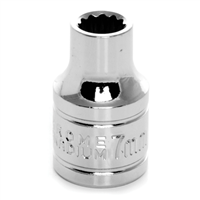 Chrome Socket, 3/8" Drive, 7mm, 12 Point, Shallow