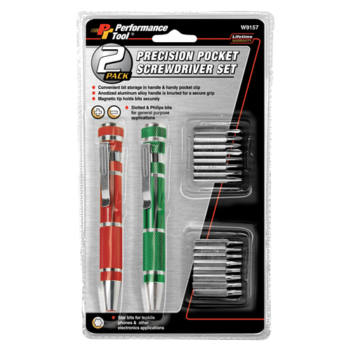 Performance Tool Precision Pocket Screwdriver 2-Piece Set