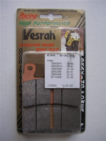 Vesrah Brake Pad 166/2RJL Honda, Kawasaki, One Pair