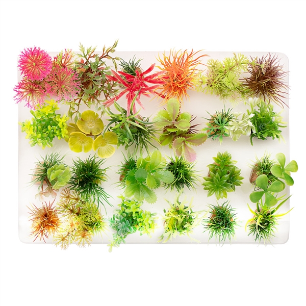 Aquatop Plastic Aquarium Plants - Assorted Colors 2-3" - 24 pcs