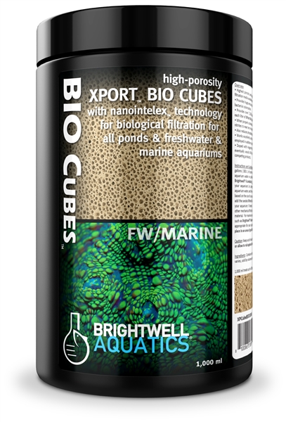 Brightwell Xport-BIO - 1/2" Cubes; Biological Filtration Media, Clear Jar 500 ML
