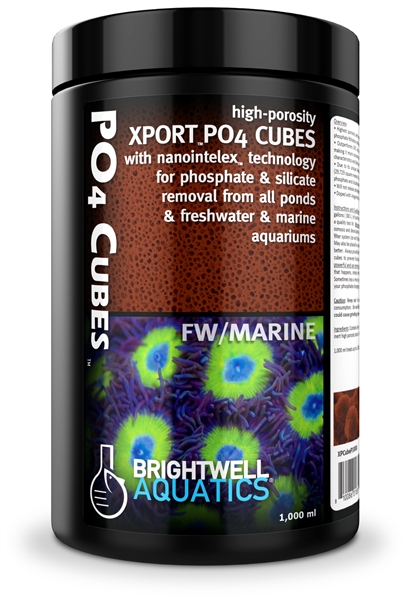 Brightwell Xport-PO4 - 1/2" Cubes; Ferric Oxide doped, Phosphate-adsorption Media, clear jar 1000 GM