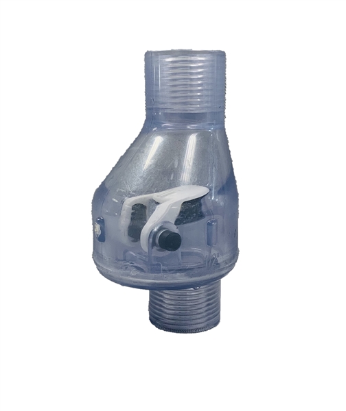 PVC Clear Flapper Check Valve - 1/2" - TxT