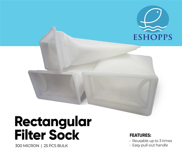 Eshopps Rectangle Filter Sock 300 Micron (25 Pack Bulk)