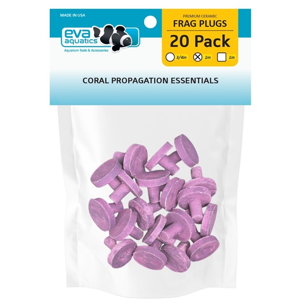Eva Aquatics Ceramic Frag 1" Plug - 20 Pack - Coralline Purple