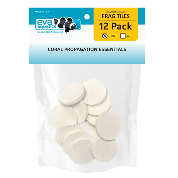 Eva Aquatics Ceramic Frag 1.5" Round Tile - 12 Pack - White