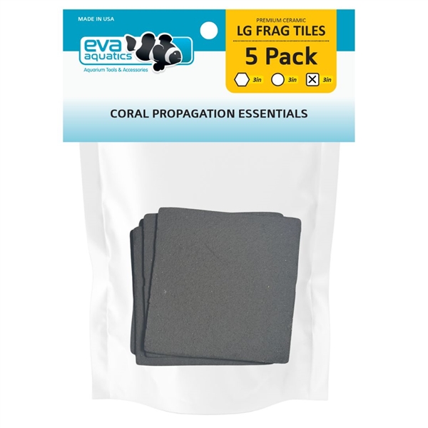 Eva Aquatics Ceramic Frag 3" Square Tile - 5 Pack - Black