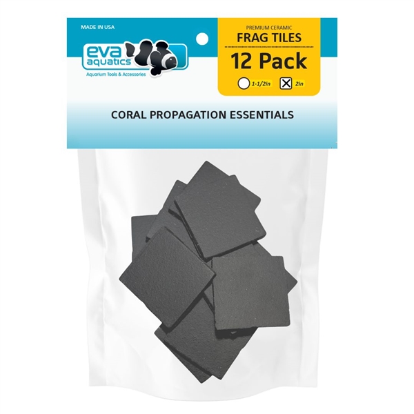 Eva Aquatics Ceramic Frag 2" Square Tile - 12 Pack - Black