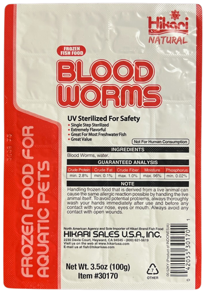 Hikari FROZEN Natural Blood Worms 3.5oz Cube - 18 Pack