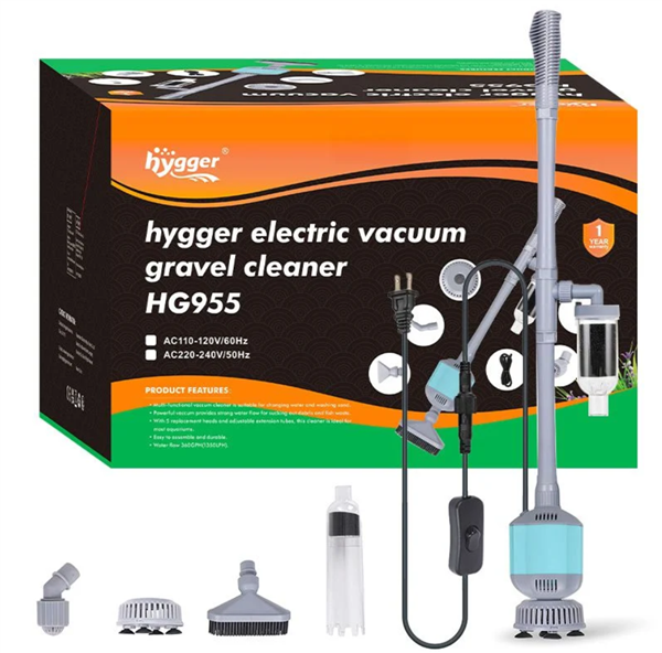 Hygger 5-in-1 Electric Aquarium Gravel Cleaner - Black - HG955-DC
