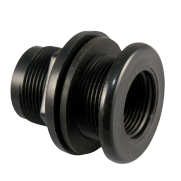 Schedule 40 Bulkhead 1.5" TxT Black (Hole Size 2 3/8")