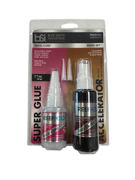 ReefH2O MAXI-CURE Extra Thick Cyanoacrylate Glue 1oz & INSTA-SET 2oz Combo Pack