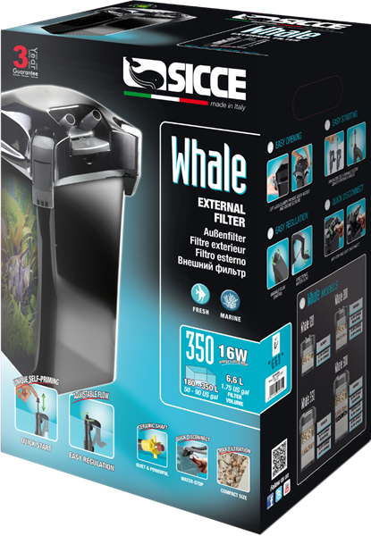 Sicce Whale 350 Canister Filter 50-90 Gal. 330 GPH