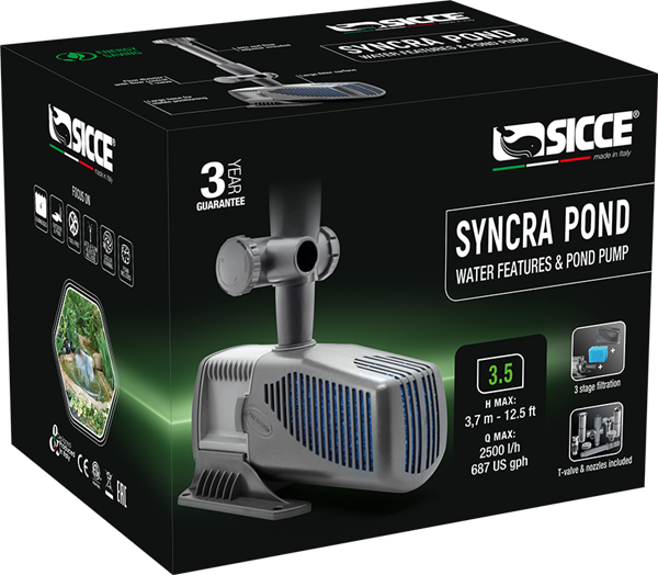 Sicce SyncraPond 3.5 Pond Pump with Fountain - 687gph