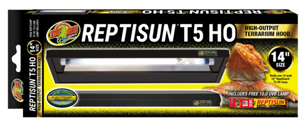 Zoomed Reptisun T5 HO Terrarium hood w/ 10.0 Bulb - 14"