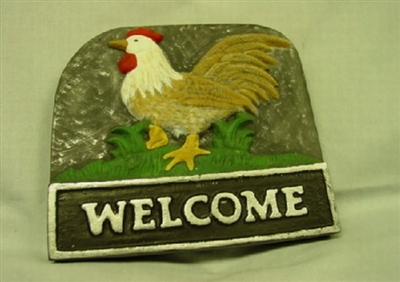 Rooster Welcome Plaster Concrete Mold 7054