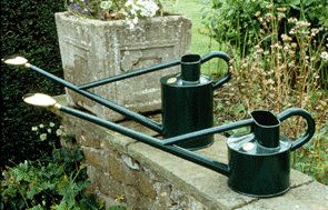 Haws watering can made in the UK. These are the finest watering cans. The rose is all brass and they are made of metal.