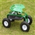 Garden scoot with tractor seat and pneumatic wheels.