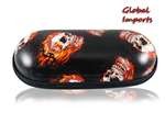 PP05 HARD HAND GLASS PIPE POUCH SKULL FACE WITH FIRE