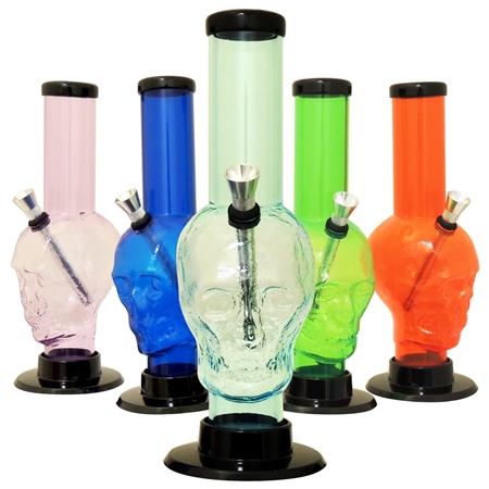 AC-104 9" Skull Acrylic Waterpipe | Colors come assorted