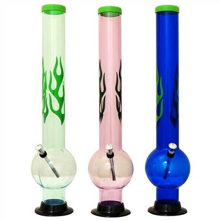 AC-105 15" Acrylic Waterpipe | Decal Flames | Colors come assorted