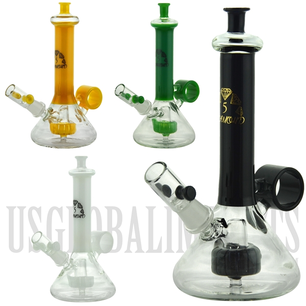 BD074 7.5" Water Pipe Rig + Stemless + Showerhead + Ring Design + Color + 5 DIAMOND