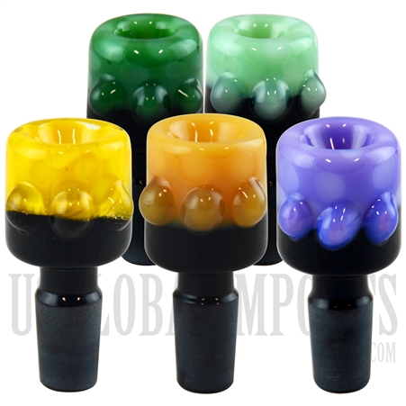 BL-145 Solid Color Design Glass Bowl + Black Fitting. 14mm & 19mm