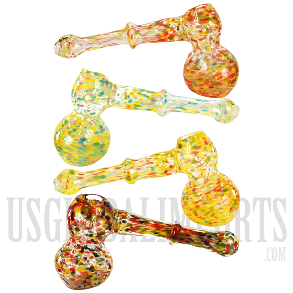 BU-556 5" Bubbler + Clear Glass + Color Spray Design. Mixed Color Choices