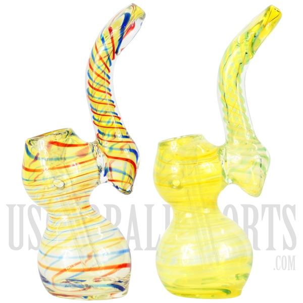 BU-561 6" Bubbler + Glass + Yellow Tint + Swirl Design