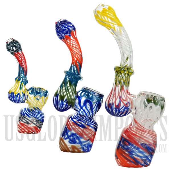 BU-575 6.5" Bubbler + Cubed + Glass + Many Swirl Colors