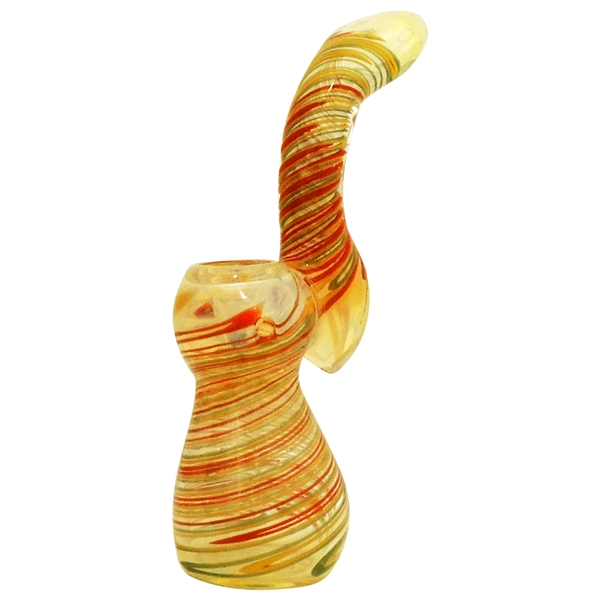 BU-584 7.5" Glass Bubbler | Clear | Red & Yellow Swirl | 2 Styles Assorted