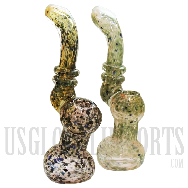 BU-621 8" Glass Bubbler | Fully Dotted | Colors come assorted