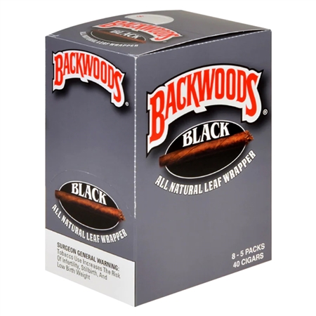 BW-101-BLK Backwoods | 8 Packs | 5 Cigars | Black