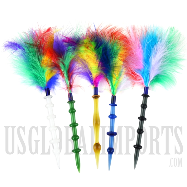 CA-42 10" Feather Glass Dabber. Comes in 5 different colors assorted.