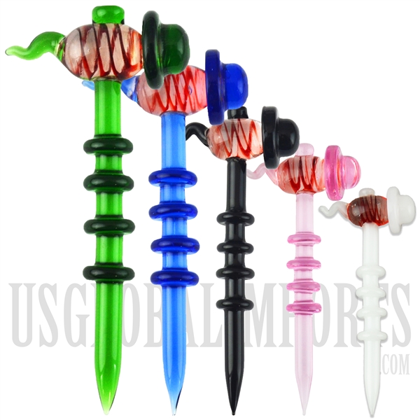 CA-43 5" Glass Dabber + Carb Cap. Comes in different colors assorted.