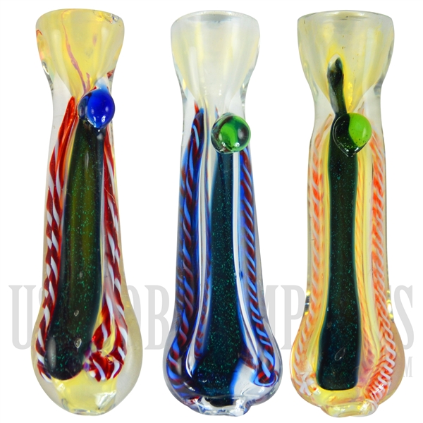 CHP-41 3.5" Chillum Pipe + Fume Throughout + Dichro + Color Lines + Color Marble