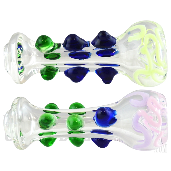 CHP-77 4" Chillum XL Hand Pipe + Bump Grip + Swirl Design + See-Thru Glass