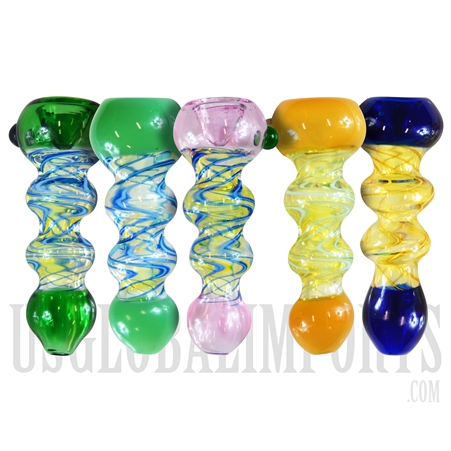 CHP-79 4.5" Chillum Hand Pipe + Swirl Color + See-Thru Glass