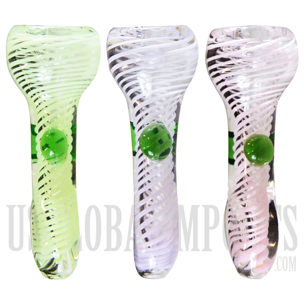 CHP-80 3" Chillum Hand Pipe + Swirl Color + See-Thru Glass