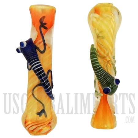 CHP-89 3.5" Chill Lizard Glass Chillum | Colors Come Assorted