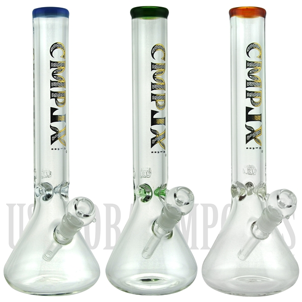 COM15 16" Water Pipe +Beaker + Ice Catcher + Color + CMPLX