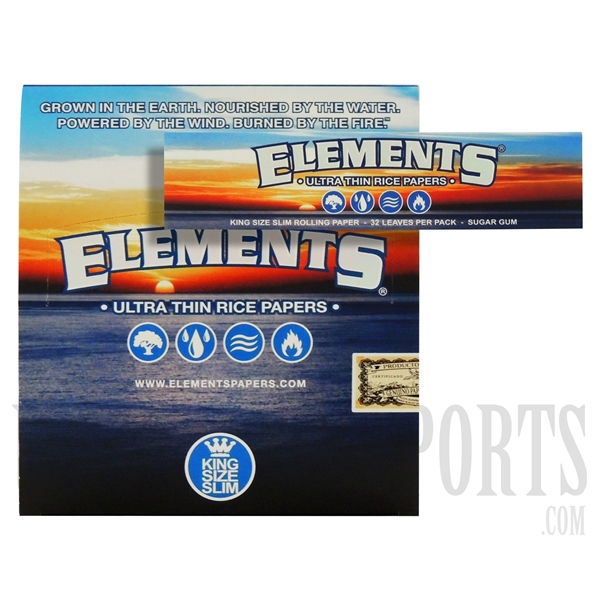 CP-04 Elements Ultra Rice Papers | King Size Slim | 50 Pack Per Box | 33 Leaves Per Pack