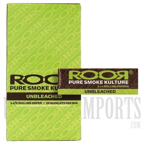 CP-102 1-1/4 Unbleached Rolling Paper by ROOR. 25 Booklet Box