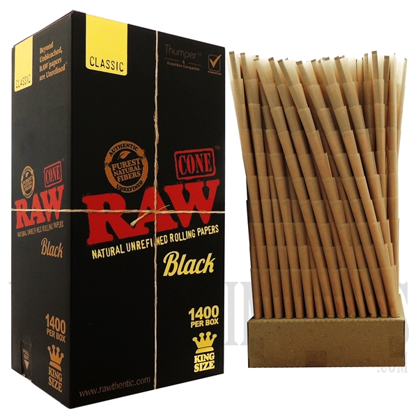 CP-110 RAW Classic Cones Black | King Size | 1400 Cones