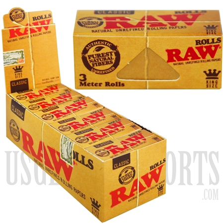 CP-135 RAW Classic Rolls King Size Paper | 12 Per Box | 3 Meters Each