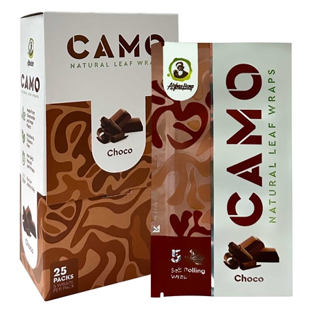 CP-190-C Camo Natural Leaf Wrap | Tobacco Free | 25 Packs | 5 Wraps Each | Choco