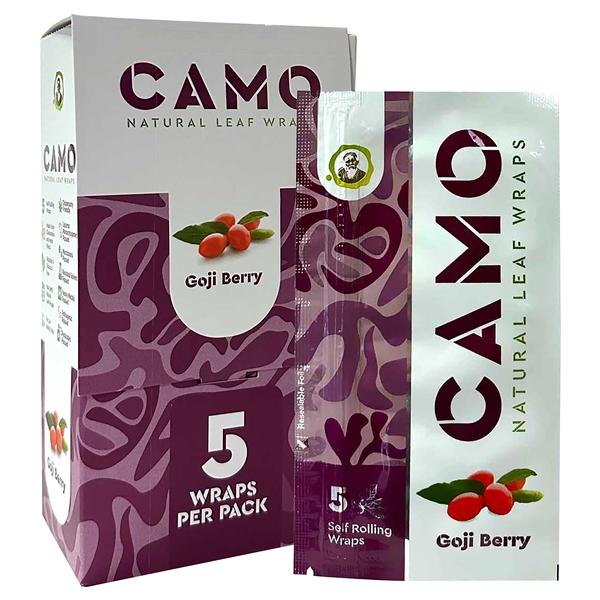 CP-190-GB Camo Natural Leaf Wrap | Tobacco Free | 25 Packs | 5 Wraps Each | Goji Berry