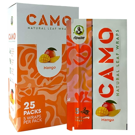 CP-190-M Camo Natural Leaf Wrap | Tobacco Free | 25 Packs | 5 Wraps Each | Mango
