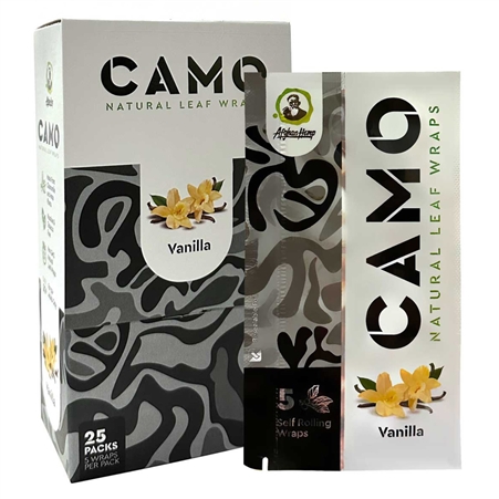 CP-190-V Camo Natural Leaf Wrap | Tobacco Free | 25 Packs | 5 Wraps Each | Vanilla